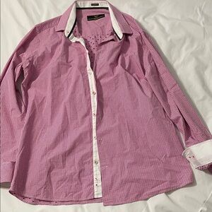 Versace Pink and White Checkered Button Down Shirt